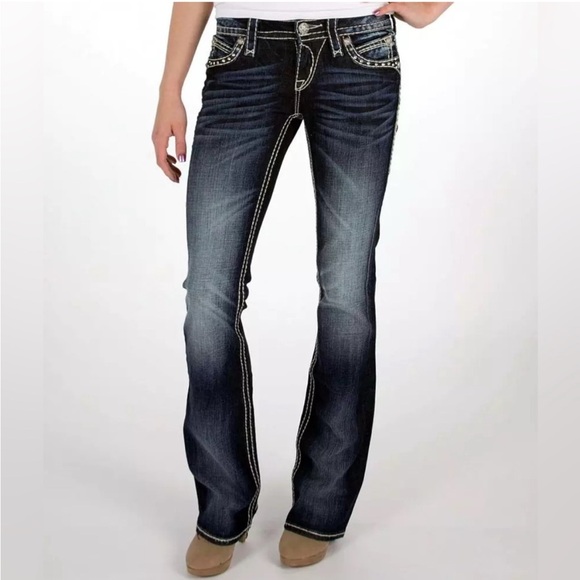 Rock Revival Elaina Boot Dark Wash Bootcut Jeans. Size 27 - Picture 3 of 16